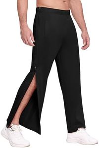 Deyeek Mens Tear Away Basketball Pants 2 Side Zippers Snap Off Full Open Down Sweatpants Leg Post Surgery Pant with Pockets, Pure Black, Small