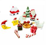 Krisah 13pcs Resin Christmas Miniature Decorations Santa X Small for Fairy Gardens, Terrariums, Doll Houses, Craft Work, Cake Decorations,Multicolor