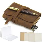 Passport Travelers Notebook Pocket Refillable Leather Journal Amazing Bundle - Small Vintage Genuine Leather Notebook for Writing, Travel Diary, Daily Planner TN 5.4 x 4.3 Pen Holder 3 Papers Zipper