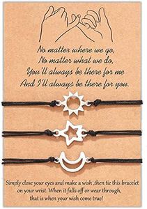 MANVEN 3 Pezzi Braccialetti Amicizia, Sole Luna Stella Braccialetti per Donne Ragazze Signore Migliori Amici Madre Figlia, Da Coppia Di Amicizia A Lunga Distanza Promesse Braccialetti