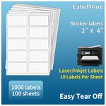 LabelMore 10 up Labels 2'' x 4" Shipping Address Labels for Laser and Inkjet Printers (100 Sheets, 1,000 Labels)