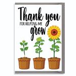 Cheeky Chops Cards Thank you Card - Teacher, Teaching Assistant, Nursery Teacher - Thank you for helping me grow K6, Full colour