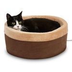 K&H Pet Products Thermo-Kitty Bed Heated Cat Bed Small 16 Inches Mocha/Tan