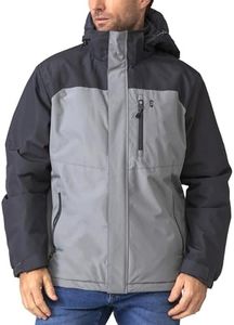 Free Country Men's Winter Ski Jacket Water and Wind Resistant Coat Warm Insulated Hooded for Men-Stone-Size M