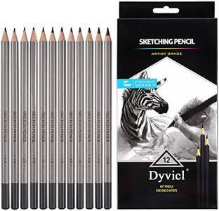 Dyvicl Professional Drawing Sketching Pencil Set - 12 Pieces Drawing Pencils 10B, 8B, 6B, 5B, 4B, 3B, 2B, B, HB, 2H, 4H, 6H Graphite Pencils for Beginners & Pro Artists