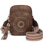 Small Crossbody Bags for Women Boho Cell Phone Purse Cross body Handbags with Triple Zip Pockets,Vegan Leather, Pink,