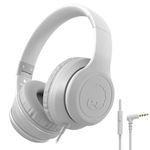 Rockpapa On-Ear Headphones with Microphone, Headphones Wired for Kids Teens Adults, Adjustable Headband, Foldable Headphones for School Smartphone Computer Tablet Travel (Gray)