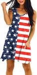 American Flag Beach Summer Sundress July 4th Womens Sleeveless V Neck Patriotic Dresses XL