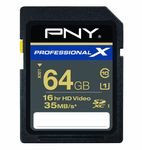 PNY 64 GB Professional X High Speed SDXC CL10 UHS-1 Rated Flash Memory (P-SDX64U1-30-AZ)