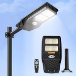 Gesto 120W Solar Street Light Outdoor with Motion Sensor, Remote & Pole | 288 LEDs, 2200 Lumens, 3 Modes, 5000mAh Battery, IP44 Waterproof, Dusk to Dawn Solar Lamp for Home, Wall, Pathway, Garden,Yard