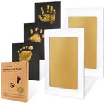 2-Pack Inkless Hand and Footprint Kit - Ink Pad for Baby Hand and Footprints - Dog Paw Print Kit,Dog Nose Print Kit - Baby Footprint Kit, Clean Touch Baby Foot Printing Kit, Handprint Kit (Gold)