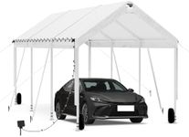 10 * 20 Heavy Duty Carport Canopy - Extra Large Portable Car Tent Garage with Adjustable Peak Height from 9.5ft to 11ft,Removable Roof &Side Walls for Car, SUV,Boats
