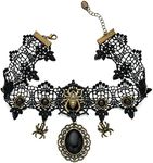 ZaH Halloween Spider Choker for Women Costume Vintage Lace Choker Necklace with Black Stone Pendant Gothic Punk Jewelry Accessory - Masquerade Anime Cosplay Party