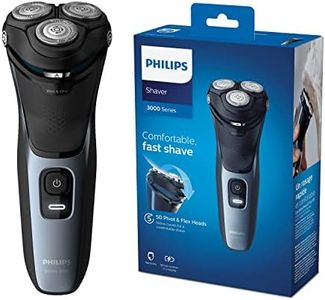 Philips Series 3000 Wet or Dry Men's Electric Shaver with a 5D Pivot & Flex Heads, Shiny Blue