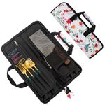 Qchengsan Chef’s Knife Roll,The Pioneer Woman Kitchen Accessories Knife Bag,13 Slots Floral Pattern Knife Case,Chef Knife Bag,Multi-function Cutlery Knives Pouch Holder Knife Wrap Wallet Tool Roll