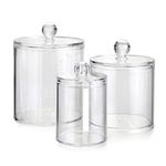 Sumnacon 3 Sizes Apothecary Jars Cotton Ball & Swabs Holder Clear Acrylic Bathroom Storage Container with Lid