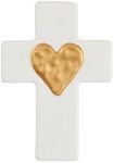 Mud Pie Ceramic and Gold Cross, Heart