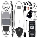 TIGERXBANG Stand Up Paddle Boards 10'6" x 32" x 6" with Premium SUP Board Accessories, Inflatable Paddle Boards for Adults/Kids with Double-Bladed Paddle, Kayak Seat, Defender-Pro Black