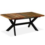 vidaXL Dining Table - Industrial Style, Solid Reclaimed Wood with Steel Cross Frame for Dining Room and Kitchen - 180 cm