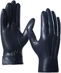 Harssidanzar Mens Luxury Italian Sheepskin Leather Gloves Vintage Finished Cashmere Lined, Navy, XXL