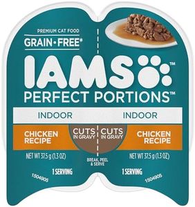 IAMS Perfect Portions Indoor Adult Wet Cat Food Cuts in Gravy Chicken Recipe, 2.6 oz. Easy Peel Twin-Pack Trays (24 Count, 48 Servings)