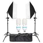 Abeststudio 1350W Continuous Lighting Softbox Kit 50x70cm Soft Box Photo Studio Set + 2x Adjustable Aluminum alloy Light Stand + 2x 135W Photo Studio Light Bulbs + Carry Bag