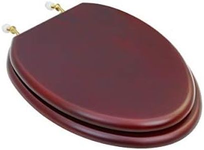 Renovators Supply Manufacturing Cherry Wooden Toilet Seat Elongated Toilet Seat With Brass PVD Hinges And Non Slip Bumper