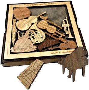 Unique Gift for Musicians - The Orchestra Pit Wooden Brain Teaser - Handmade 13 Piece Wood Puzzle - Made in The USA