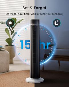Pro Breeze 40-Inch Bladeless Tower Fan – Remote, Quiet, 4 Modes, 90° Oscillation