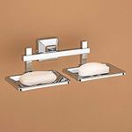 Plantex 304 Grade Stainless Steel Dual Soap Holder for Bathroom/Soap Stand/Double Soap Dish/Bathroom Accessories - Squaro (Chrome)