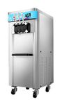 CVS Triple Head Commercial Ice Cream Machine 2400W – Stainless Steel Soft Serve Ice Cream Maker Machine with 2 x5.5 L Hopper & 2x1.6L Freezing Tank, 25L/H Output, LED Screen