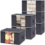 Extra Large Clothes Storage Bags, 𝟗𝟎𝐋 6Pack Foldable Closet Organizers and Storage Bins with Sturdy Zipper, Thick Fabric Closet Storage Containers with Durable Handles, for Clothing, Blanket, Toys