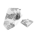 Ambesonne Men's Tie Set, Necktie Set Groom Handkerchief for Parties Weddings & All Occasions, White Black, Default