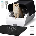 Vealind Large Self Cleaning Cat Litter Tray Automatic Kitten Litter Box Hooded Cat Litter Boxes with Lid, APP Control 100% Safe for Multi Cats with Accessories