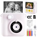 Kids Camera for Girls, Instant Camera for Kids with Print Photo Paper,1080P HD Kids Digital Camera with 32G TF Card & Color Pen, Portable Toy Birthday Gifts for 3 4 5 6 7 8 9 10 Year Old Boys