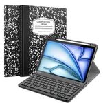 Fintie Keyboard Case for iPad Air 5th Generation (2022) / iPad Air 4th Gen (2020) 10.9 Inch with Pencil Holder - Soft TPU Back Cover with Magnetically Detachable Bluetooth Keyboard, Composition Book