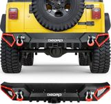 OEDRO Off Road Rear Bumper Combo Compatible with 1987-2006 Jeep Wrangler TJ & YJ & LJ, Full Width Back Bumper with Hitch Receiver & 2 x D-Rings, Textured Black