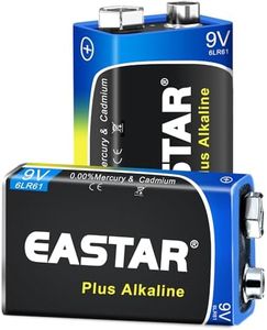 EASTAR BTS 9V Batteries - Alkaline 9 Volt Batteries (2 Pack) for Smoke Detectors, Long-Lasting Power for Low Drain Devices, 10 Year Shelf Life, All-Purpose Square Batteries 6LR61 for Household Office