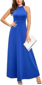 STYLEWORD Women's Summer Halter Neck Long Formal Dress Sexy Sleeveless Cocktail Evening Party Wedding Guest Maxi Dresses(Royal Blue,XL)