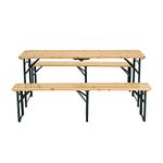 The Fellie Folding Table and Bench Set Portable Wood Patio Trestle Beer Table and Bench Seat for Outdoor, Garden, Camping, Picnic 167.5 x 46 x 75.5cms (167.5 x 46 x 75.5cm)