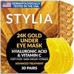 Under Eye Patches for Dark Circles and Puffy Eyes (30 Pairs), 24k Gold Eye Mask for Dark Circles and Puffiness with Vitamin C, Hyaluronic Acid, and Pearl Extract, Collagen Eye Gel Pads for Puffiness