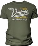 41st Birthday Gift Shirt for Men - Vintage 1982 Aged to Perfection - Racing-41st Birthday Gift, Military Green-0001, X-Large