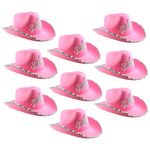 Ladies Pink Cow Girl Hat With Tiara Fancy Dress Hen Night Pink Cowboy Hat - Pack of 9