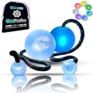 OrbPoi Pro Set - Orb Poi Pro w/Non LED Knob Handles - USB Rechargeable Contact LED Poi Balls w/ 40+ Color Modes & Patterns - LED Poi Spinning Balls w/Soft Durable Cases - Flow Arts Toy, UltraPoi