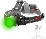 WINDFIRE Green Light Hunting Headlamp Rechargeable, 600 Lumens Bright LED Headlight 3 Modes Tactical Zoomable Headlamps with Green Light Option for Fishing Night Vision Predator Hunting Coyote Hog