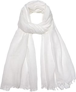 Gragengs Women Summer Scarfs Lightweight Large Long Gauze Shawl Linen Beach Wrap Plain 75”×43”, White, One Size