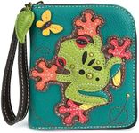 CHALA Zip Around Wallet, Wristlet, 8 Credit Card Slots, Sturdy Pu Leather Green Size: One Size