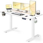 ARTIKEL Multi-Purpose Electric Height Adjustable Table DIY|Sit Stand Gaming Desk|80Kg Wt Lift|Cup Holder Headphone Hook Cable Wire Management|Home & Office|110X60Cm | White