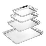 Suwimut Baking Sheet Set of 4, Heavy Duty Stainless Steel Baking Pans Tray Cookie Sheet, Toaster Oven Tray Pans Half Sheet Pan for Baking, Non Toxic, Easy Clean and Dishwasher Safe