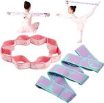 Stretch Straps with Loops for Exercise, 2 Pcs Yoga Stretch Straps for Kids, Elastic Stretching Straps 8 Loops Leg Stretcher for Dance, Gymnastics, Pilates